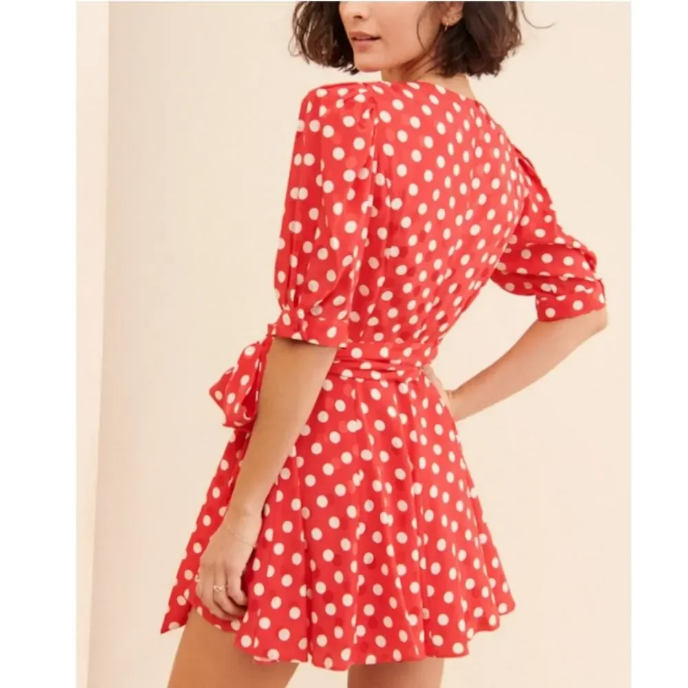 Ronny Kobo x Anthropologie Anna Red Polka Dot Mini Dress Size XS - Picture 2 of 10